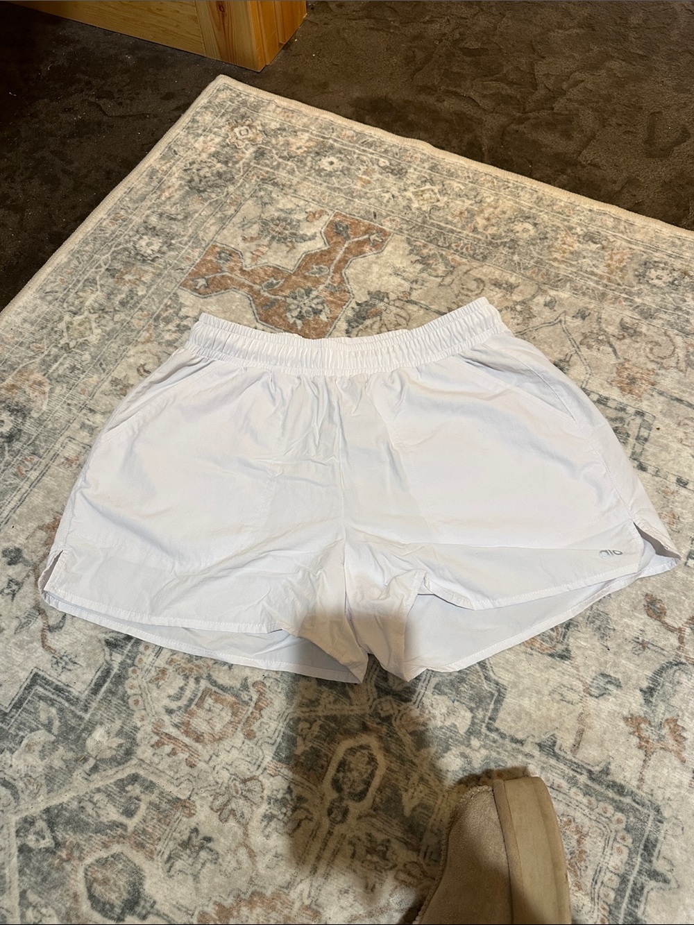 ALO Yoga White Athletic Running Shorts